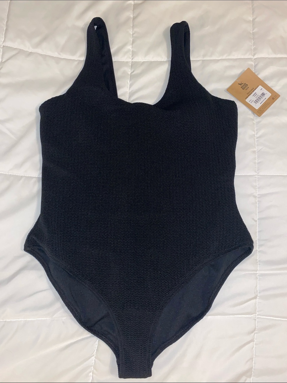 Eddie Bauer Black Textured One-Piece Bodysuit